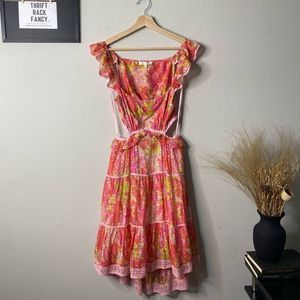 LoveShackFancy Dress Madsen Floral Watercolor Dress Size S